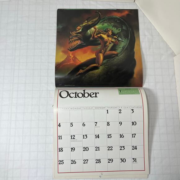 1992 Boris Vallejo Mythology Calendar Unused same dates again in leap year 2048 - Picture 6 of 16